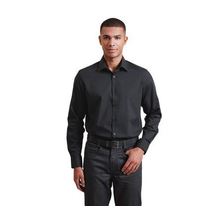 Black - Back - Premier Mens Recyclight Poplin Long-Sleeved Shirt