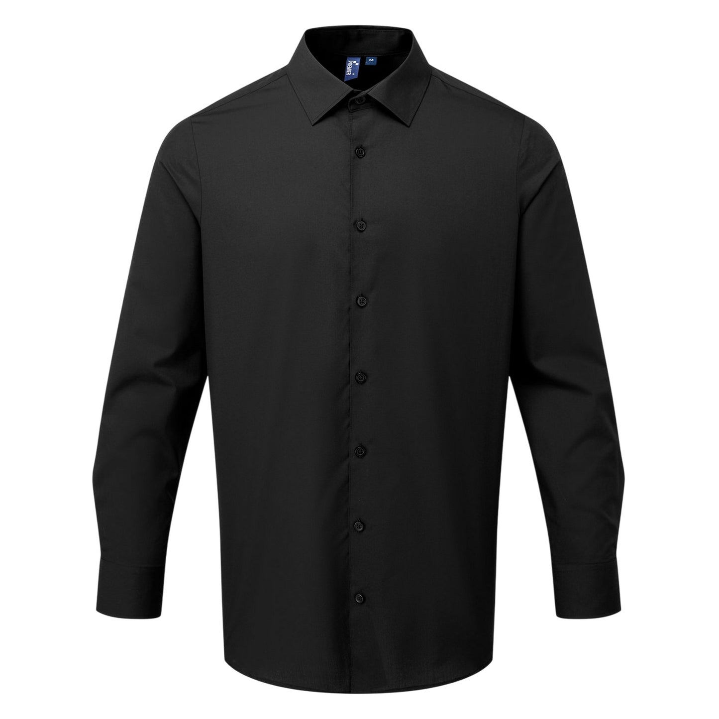 Black - Front - Premier Mens Recyclight Poplin Long-Sleeved Shirt