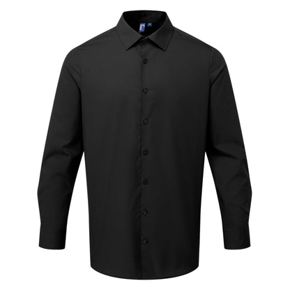 Black - Front - Premier Mens Recyclight Poplin Long-Sleeved Shirt