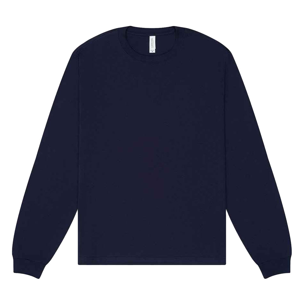 Navy - Front - Bella + Canvas Unisex Adult Heavyweight Long-Sleeved T-Shirt