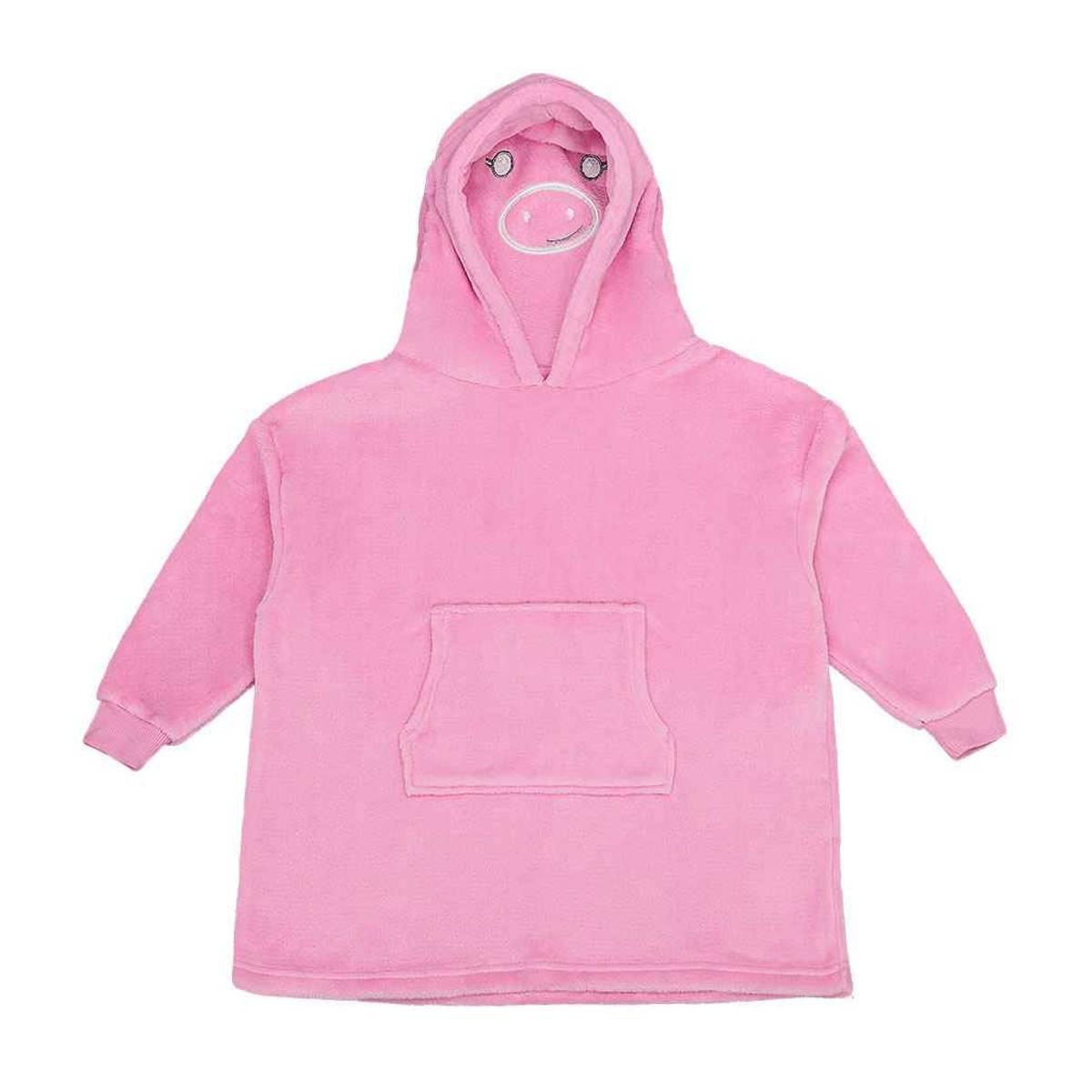 Pink - Front - Brand Lab Childrens-Kids Cushioned Hoodie Blanket