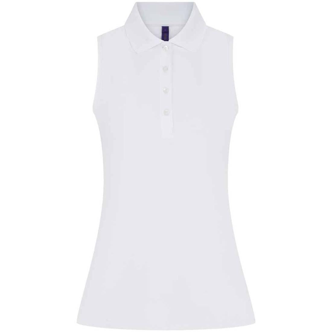 White - Front - Henbury Womens-Ladies Polo Shirt