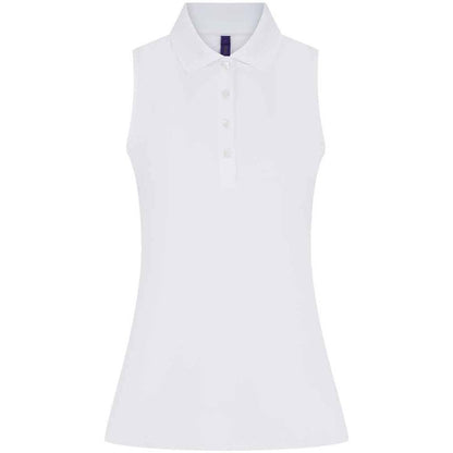 White - Front - Henbury Womens-Ladies Polo Shirt