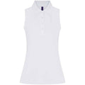 White - Front - Henbury Womens-Ladies Polo Shirt