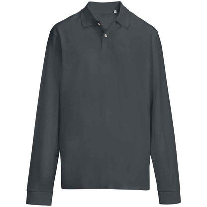 Mouse Grey - Front - SOLS Unisex Adult Pique Long-Sleeved Polo Shirt