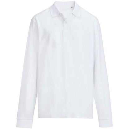 White - Front - SOLS Unisex Adult Pique Long-Sleeved Polo Shirt