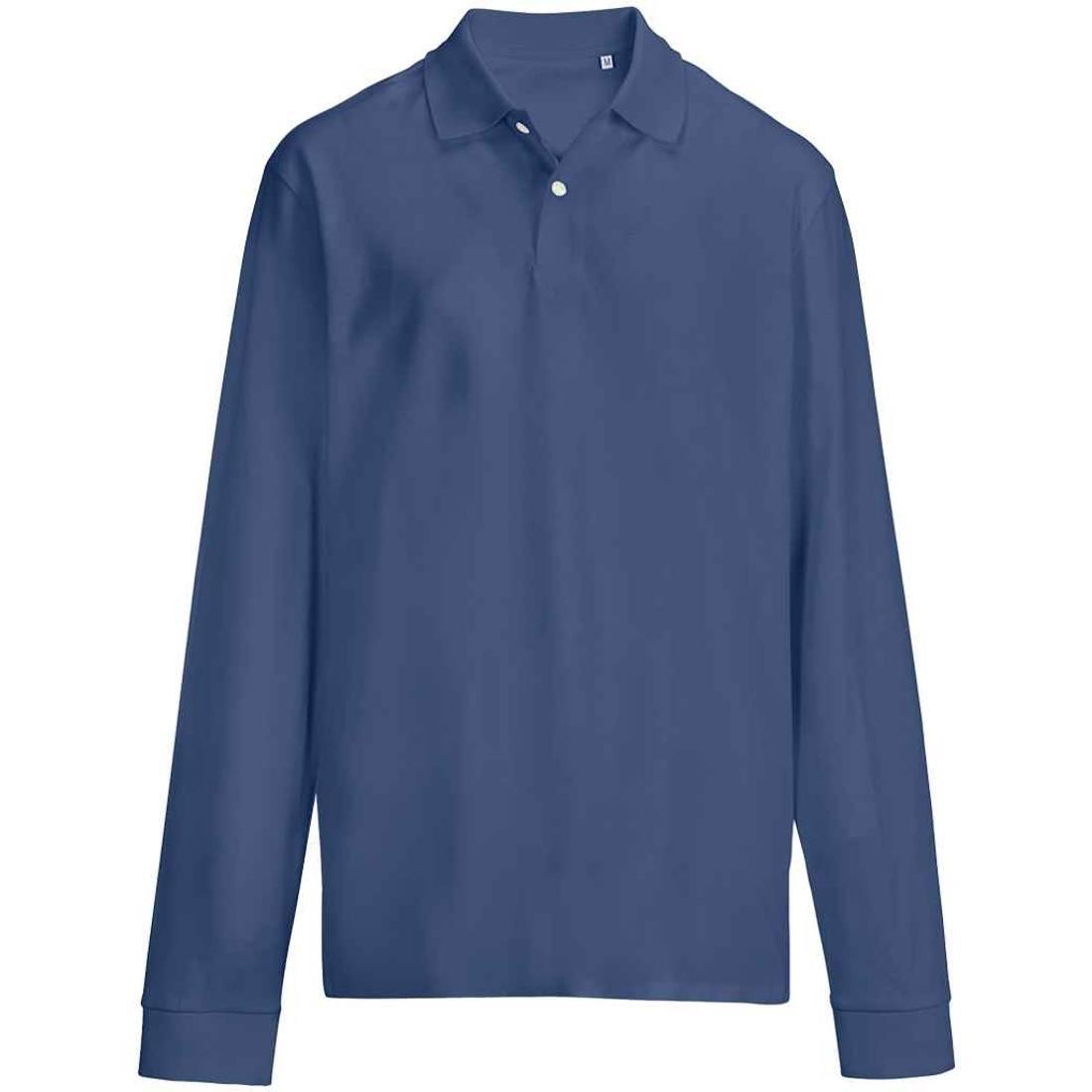 Denim - Front - SOLS Unisex Adult Pique Long-Sleeved Polo Shirt