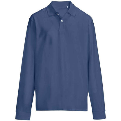 Denim - Front - SOLS Unisex Adult Pique Long-Sleeved Polo Shirt