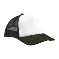 Black-Dark Olive - Front - Beechfield Retro 5 Panel Trucker Cap