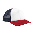 Navy-Red - Front - Beechfield Retro 5 Panel Trucker Cap