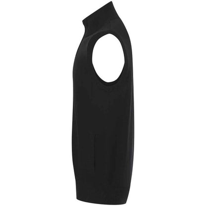Black - Side - Henbury Mens Plain Full Zip Sleeveless Gilet