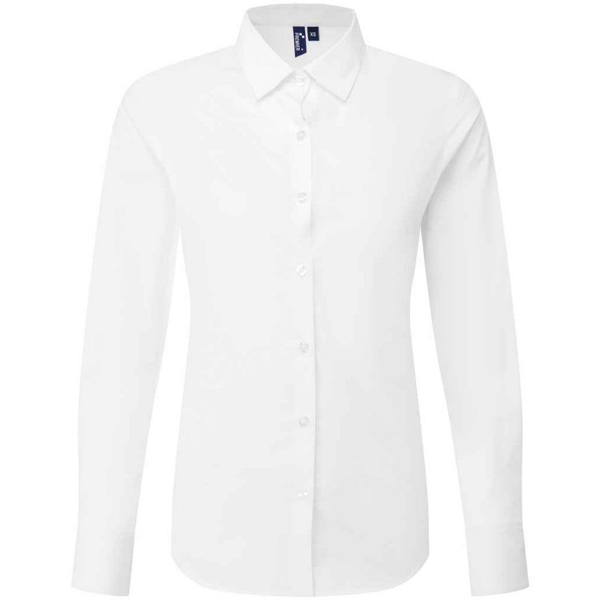 White - Front - Premier Womens-Ladies Recyclight Poplin Long-Sleeved Shirt