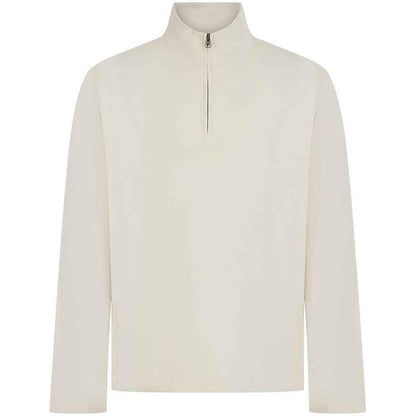 Natural - Front - Front Row Mens Pique Quarter Zip Sweatshirt