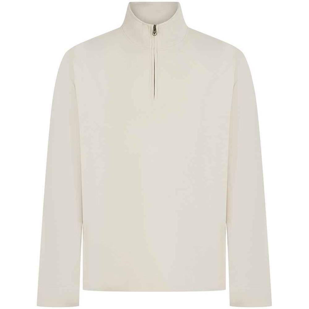 Natural - Front - Front Row Mens Pique Quarter Zip Sweatshirt