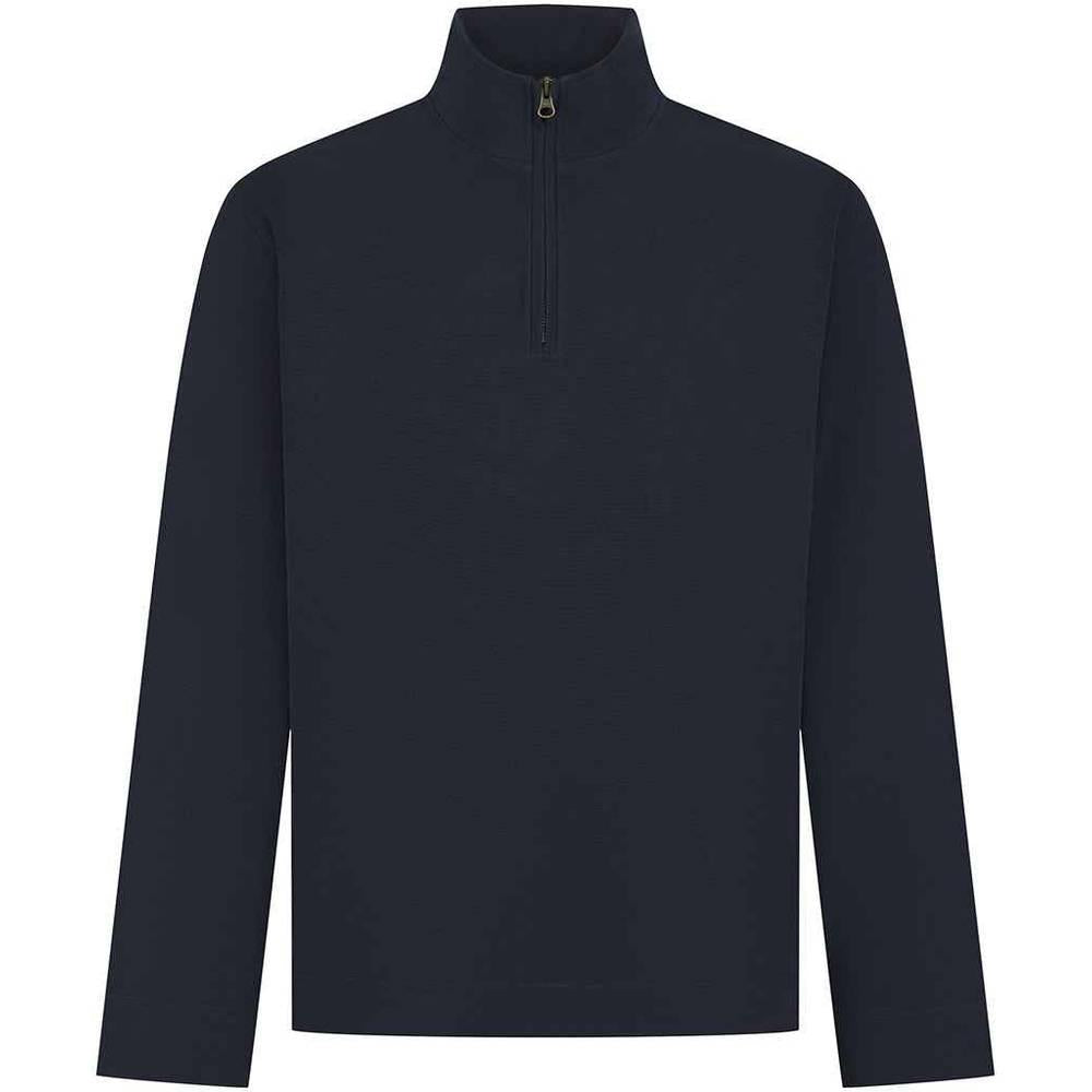 Navy - Front - Front Row Mens Pique Quarter Zip Sweatshirt