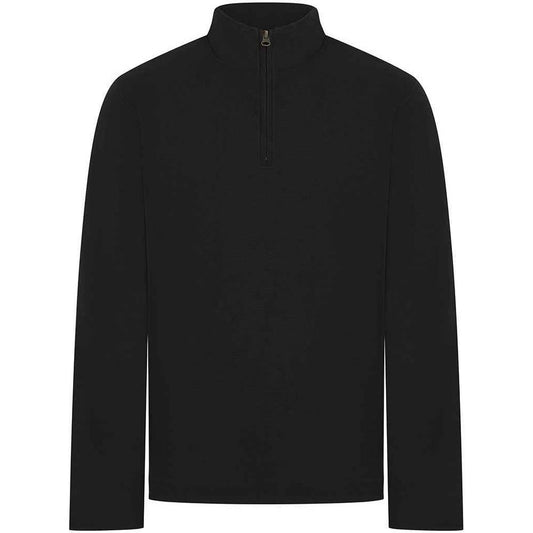 Black - Front - Front Row Mens Pique Quarter Zip Sweatshirt