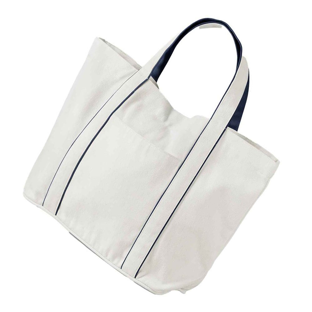 Soft White-French Navy - Back - Westford Mill Courtside Tote Bag