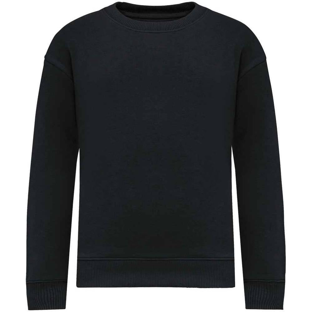 Black - Front - Native Spirit Childrens-Kids Round Neck Oversized Sweatshirt