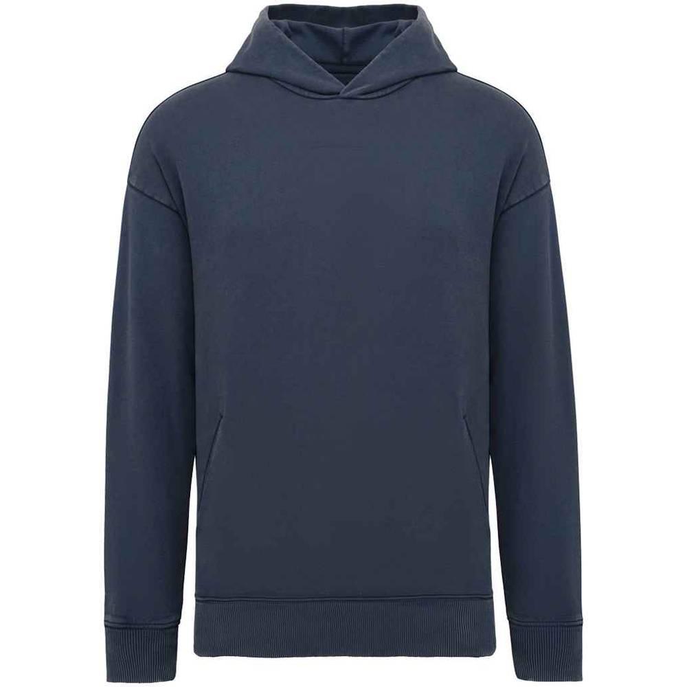 Washed Navy - Front - Native Spirit Unisex Adult Washed Oversized Hoodie