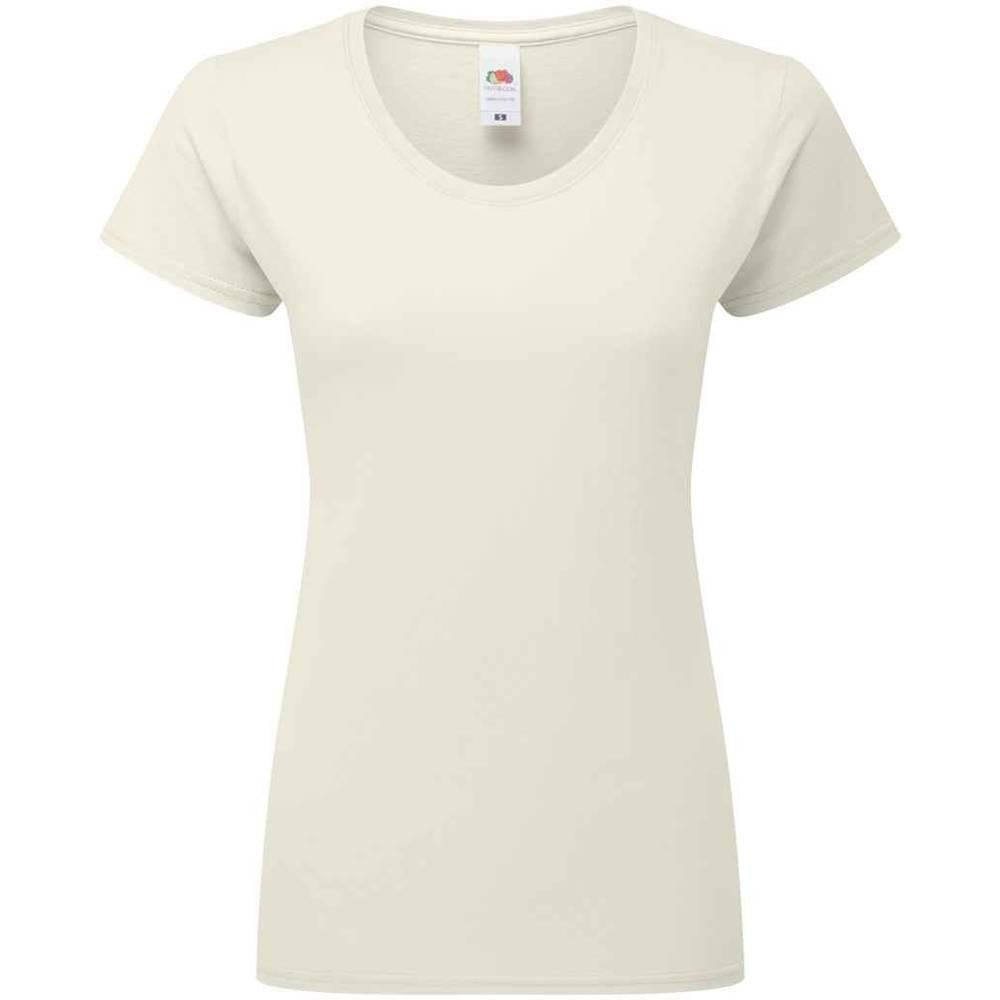 Natural - Front - Fruit of the Loom Womens-Ladies Iconic 195 T-Shirt