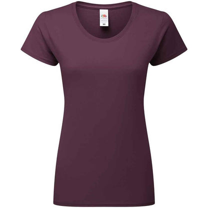 Dark Plum - Front - Fruit of the Loom Womens-Ladies Iconic 195 T-Shirt