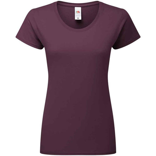 Dark Plum - Front - Fruit of the Loom Womens-Ladies Iconic 195 T-Shirt