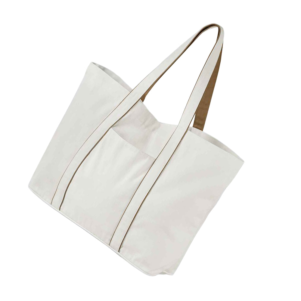Soft White-Caramel - Back - Westford Mill Large Tote Bag
