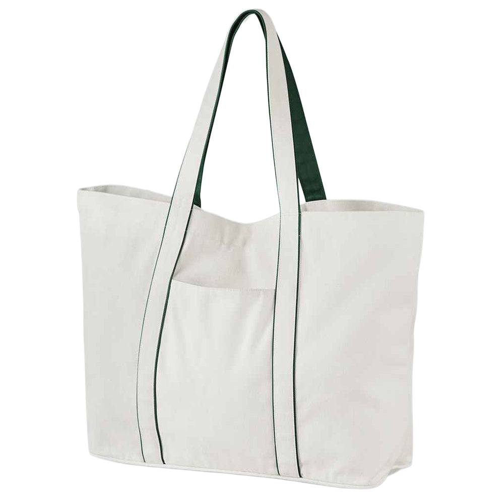Soft White-Bottle Green - Back - Westford Mill Large Tote Bag