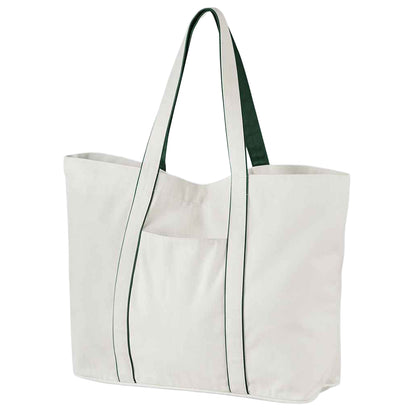 Soft White-Bottle Green - Back - Westford Mill Large Tote Bag