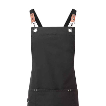 Black - Side - Premier Cross Back Clip Bib Apron
