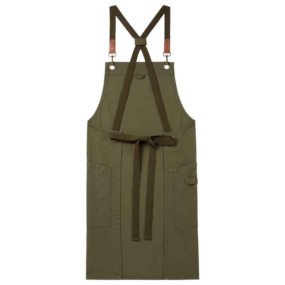 Olive Green - Back - Premier Cross Back Clip Bib Apron