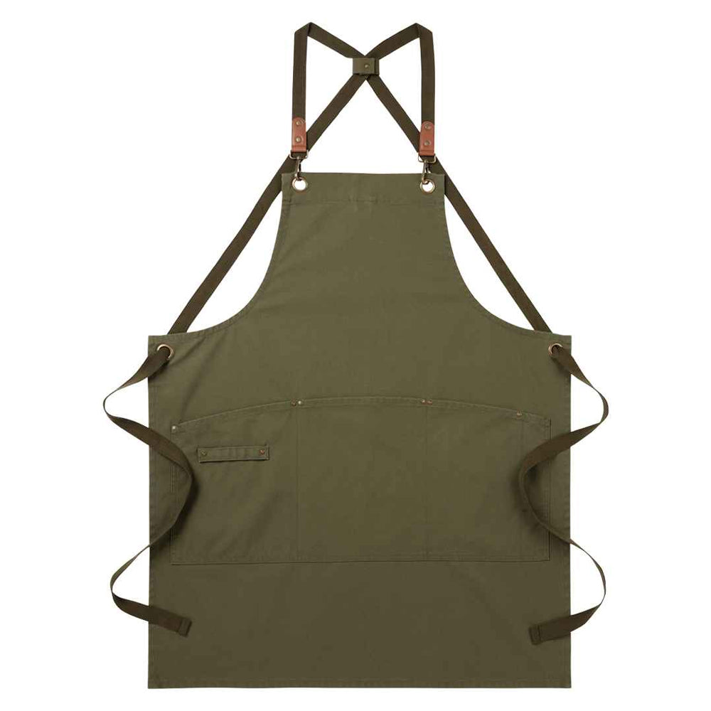 Olive Green - Side - Premier Cross Back Clip Bib Apron