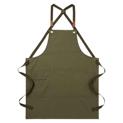 Olive Green - Side - Premier Cross Back Clip Bib Apron