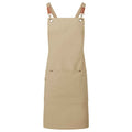 Khaki - Front - Premier Cross Back Clip Bib Apron
