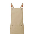 Khaki - Back - Premier Cross Back Clip Bib Apron
