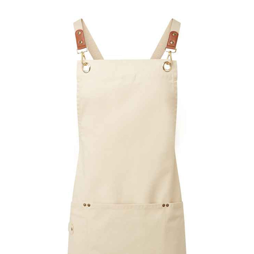 Natural - Back - Premier Cross Back Clip Bib Apron