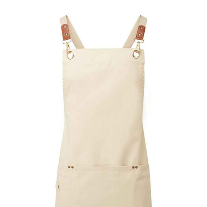 Natural - Back - Premier Cross Back Clip Bib Apron