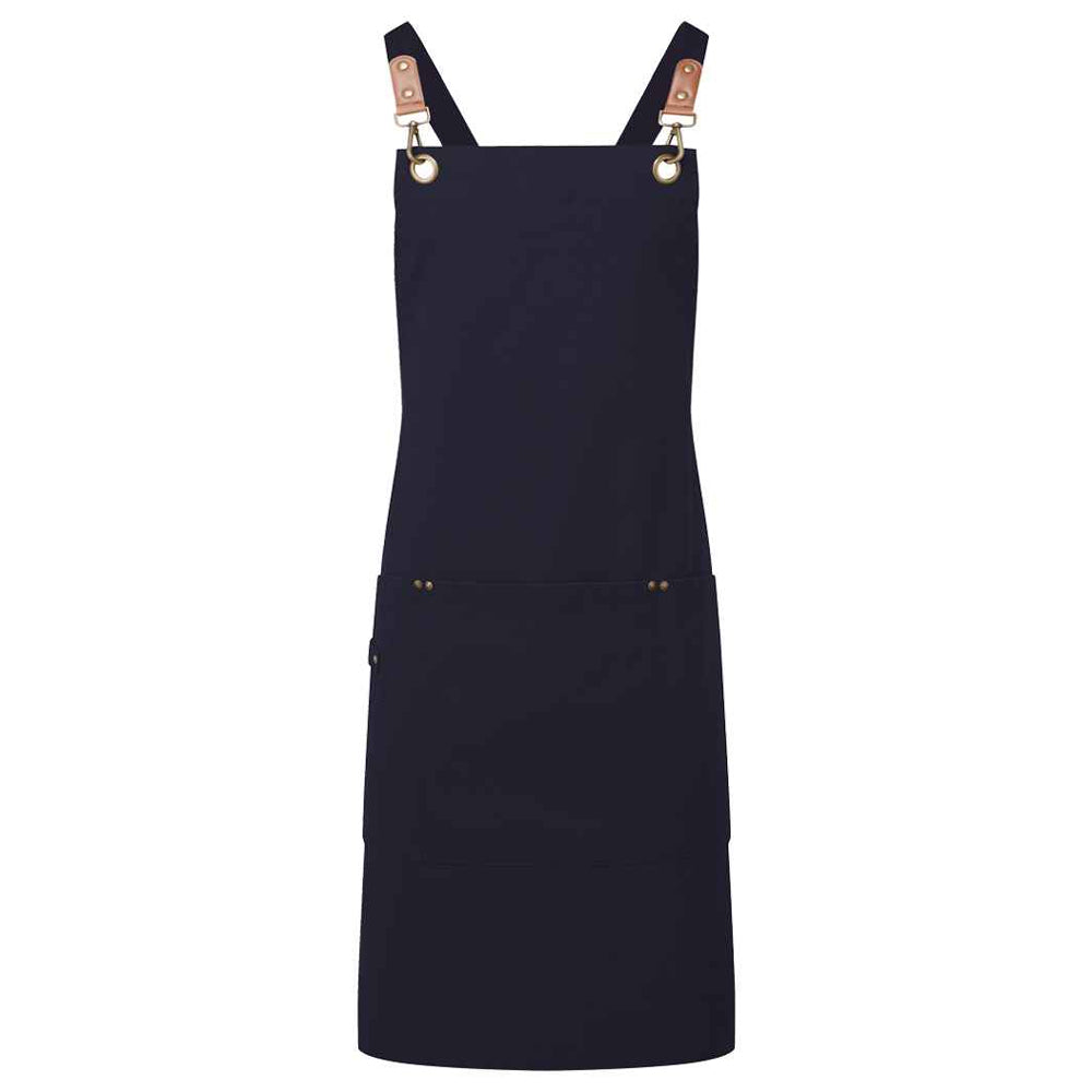 Navy - Front - Premier Cross Back Clip Bib Apron