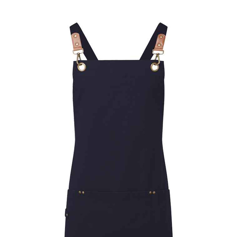 Navy - Back - Premier Cross Back Clip Bib Apron