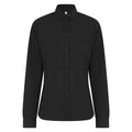 Black - Front - Henbury Womens-Ladies Cotton CoolPlus Long-Sleeved Formal Shirt