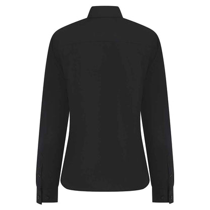 Black - Back - Henbury Womens-Ladies Cotton CoolPlus Long-Sleeved Formal Shirt