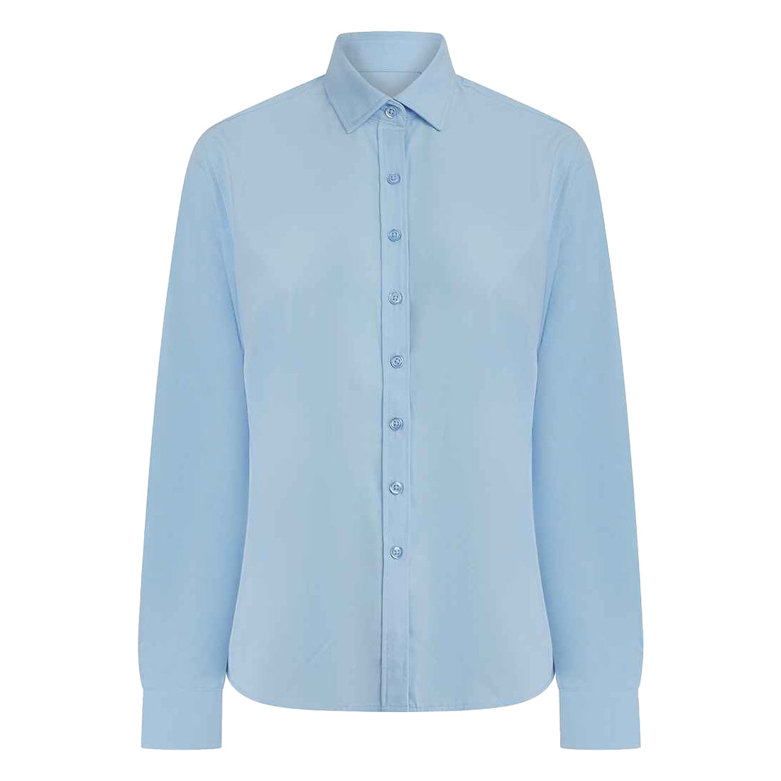 Light Blue - Front - Henbury Womens-Ladies Cotton CoolPlus Long-Sleeved Formal Shirt