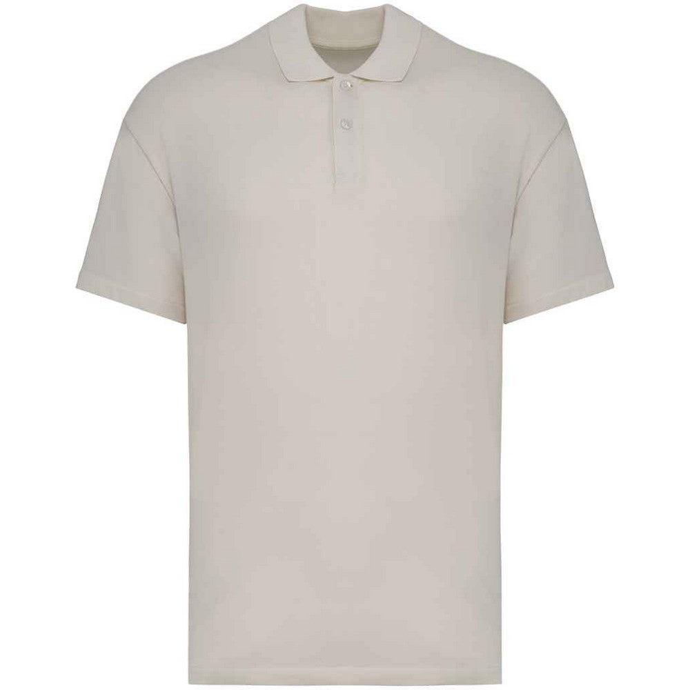 Ivory - Front - Native Spirit Mens Pique Drop Shoulder Polo Shirt