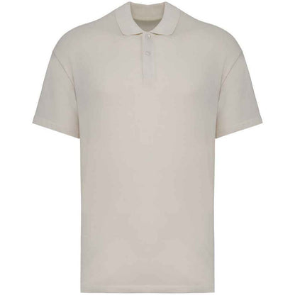 Ivory - Front - Native Spirit Mens Pique Drop Shoulder Polo Shirt