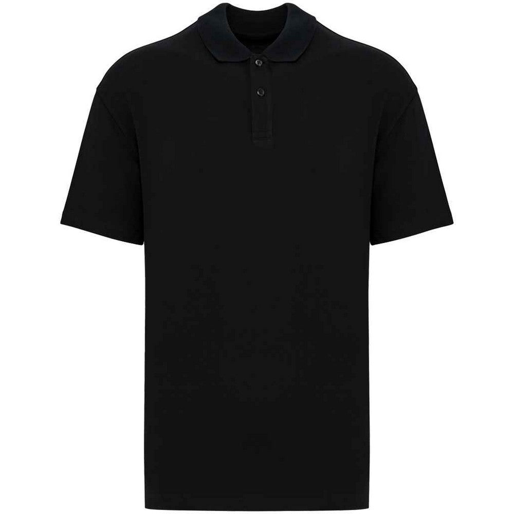Black - Front - Native Spirit Mens Pique Drop Shoulder Polo Shirt