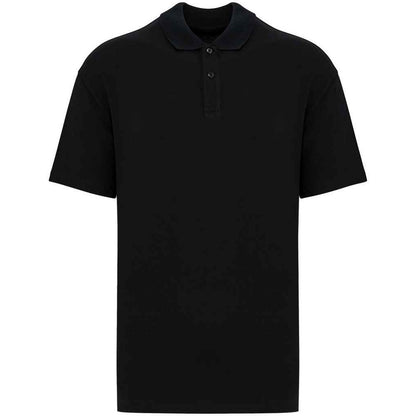 Black - Front - Native Spirit Mens Pique Drop Shoulder Polo Shirt