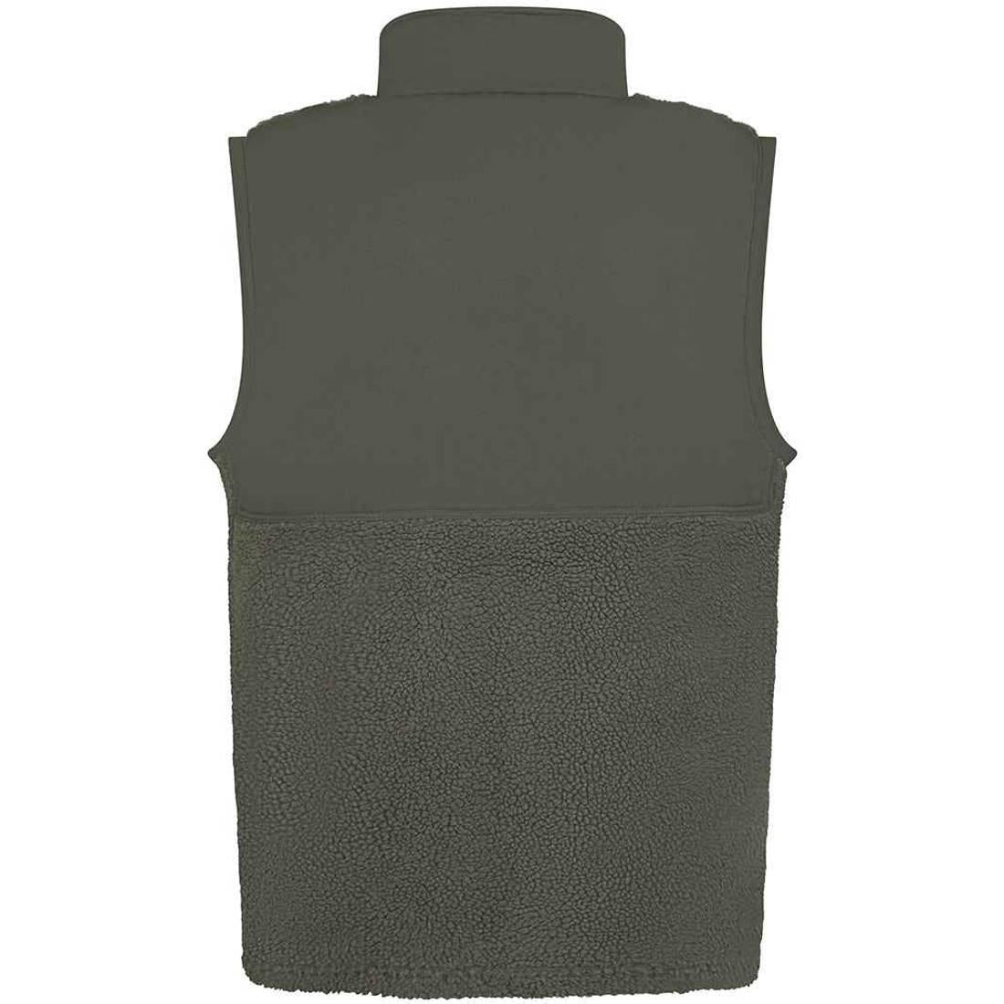 Dark Olive - Back - Front Row Unisex Adult Sherpa Recycled Gilet