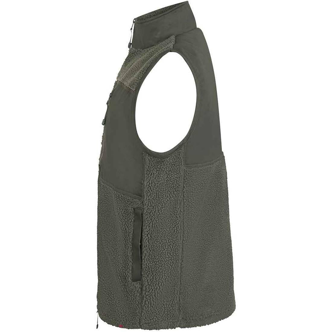 Dark Olive - Side - Front Row Unisex Adult Sherpa Recycled Gilet