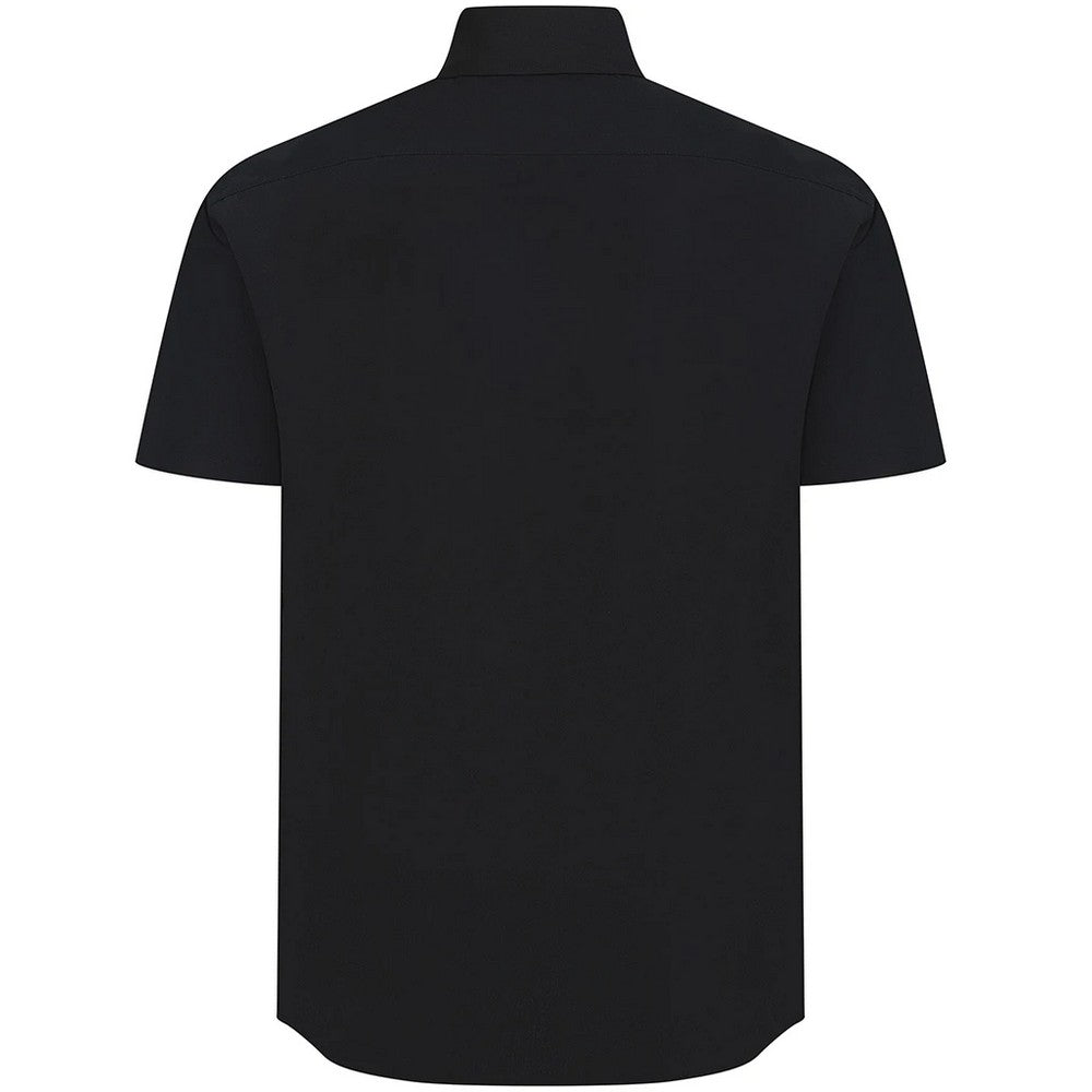 Black - Back - Henbury Mens Cotton Feel CoolPlus Short-Sleeved Formal Shirt