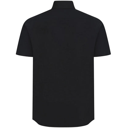 Black - Back - Henbury Mens Cotton Feel CoolPlus Short-Sleeved Formal Shirt